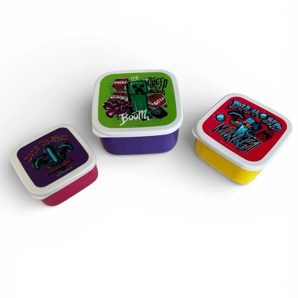 Minecraft Food Containers Lunch Storage Kids Bento Made in Japan Nesting Food 3